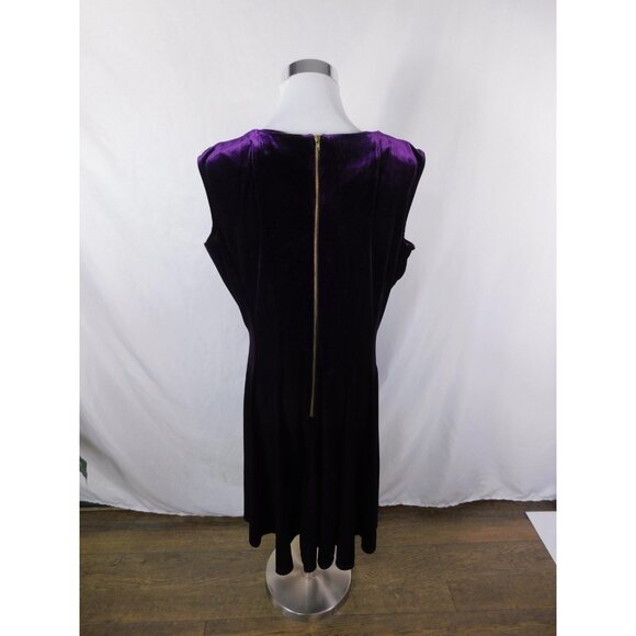 Danny & Nicole Medium Purple Velvet A-Line Dress Glam Witch - Picture 6 of 12
